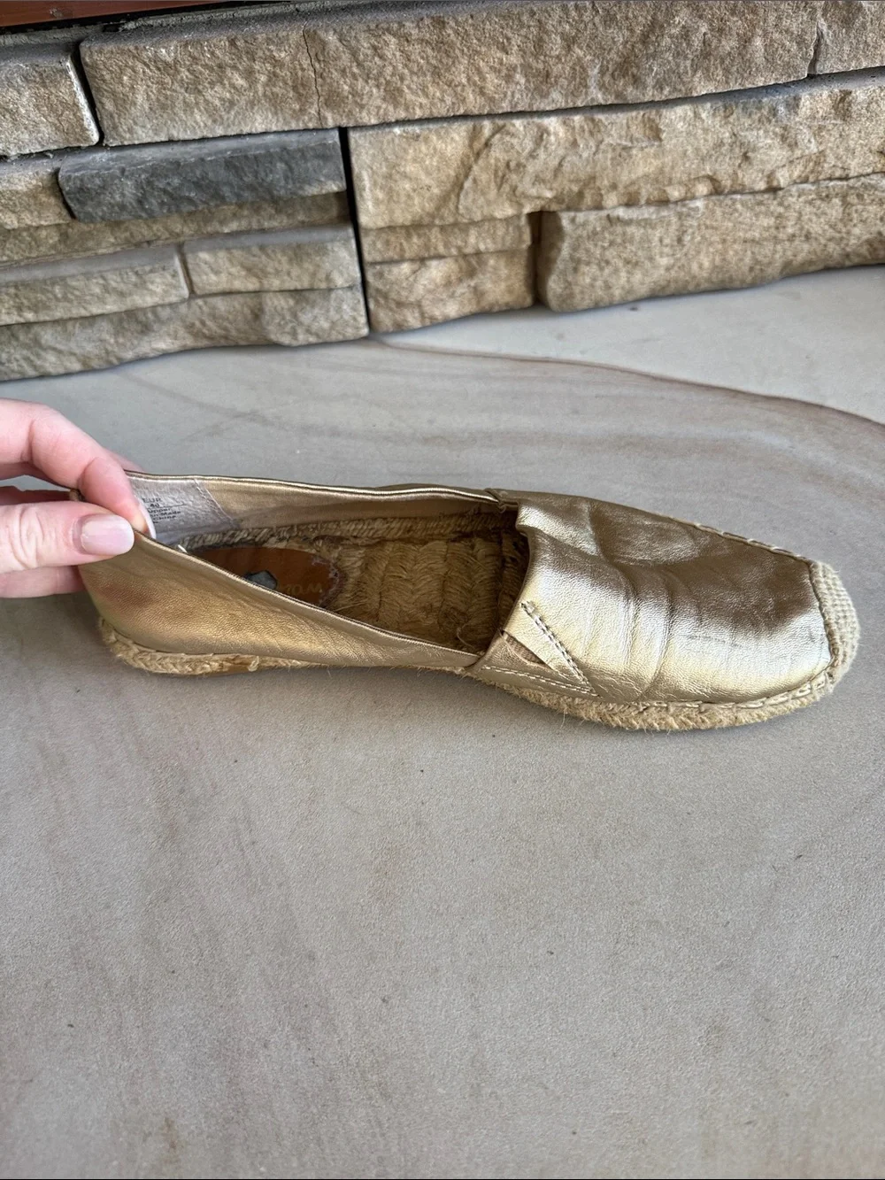Sam Edelman Gold Espadrille Slip-On Flats - Women's Casual Shoes